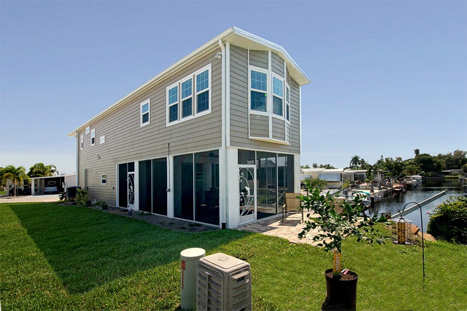 Elevated manufactured home with durable exterior siding in Florida