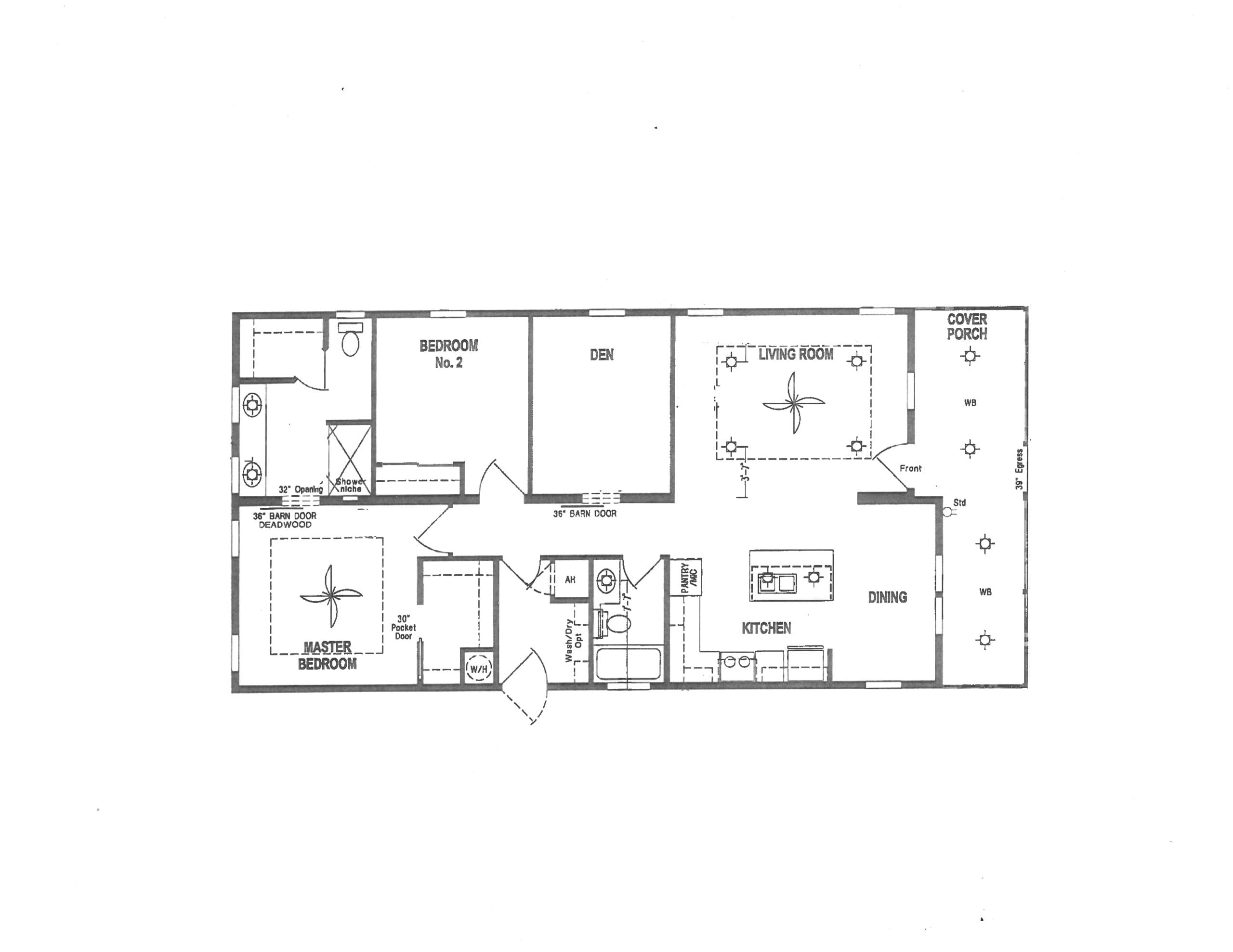 Sand Dollar manufactured home floor plan with 2 bedrooms and 2 bathrooms